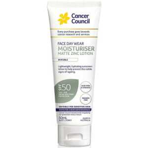 Cancer Council SPF 50 Face Day Wear Moisturiser Matte Zinc Lotion
