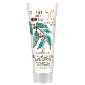 Australian Gold Botanical Sunscreen Tinted Face Mineral Lotion, Broad Spectrum, Water Resistant, SPF 50