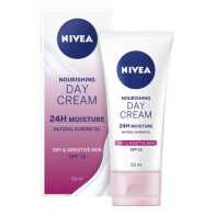 Nivea Nourishing Day Cream 24H Moisture Natural Almond Oil Dry & Sensitive Skin SPF 15