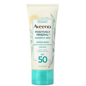 Aveeno Positively Mineral Sensitive Skin Sunscreen Broad Spectrum SPF 50 For Face