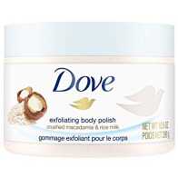 Dove Exfoliating Body Polish Body Scrub, Macadamia & Rice Milk