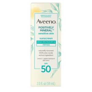 Aveeno Positively Mineral Sensitive Face Sunscreen SPF 50 Fragrance-Free