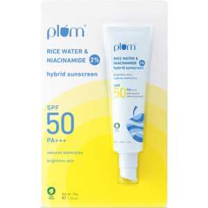PLUM 2% Niacinamide & Rice Water SPF 50 PA+++ Hybrid Sunscreen